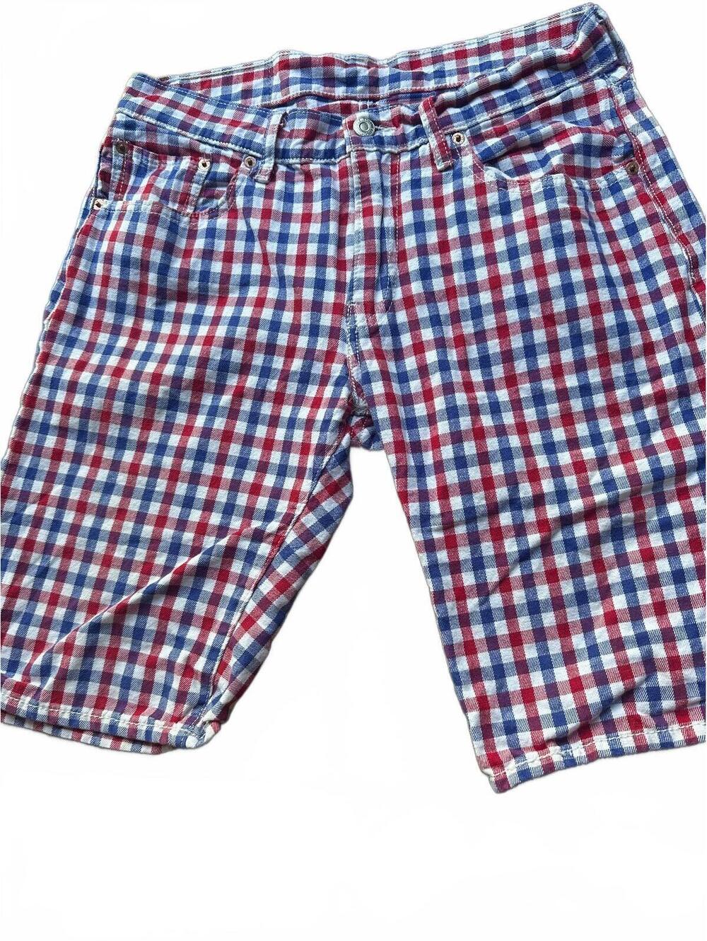 Levi's 504 Plaid Shorts Red White Blue W32